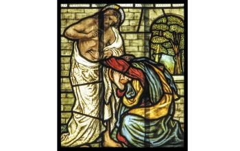 feltámadt Jézus mutatja a sebeit - ólomüveg részlet