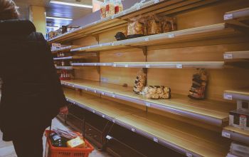 Üres kenyerespolcok egy üzletben - fotó: Boris Dunand / Unsplash.com