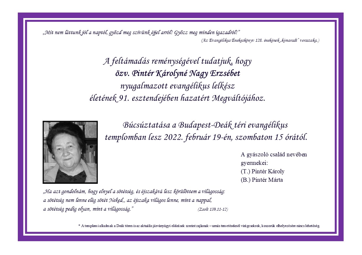 ozv Pinter Karolyne Nagy Erzsebet gyaszjelentes