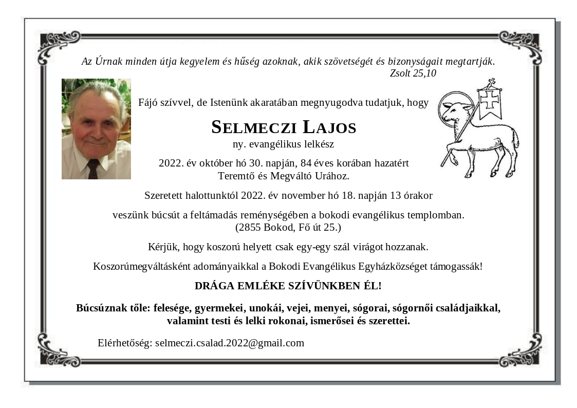 selmeczi lajos gyaszjelentes