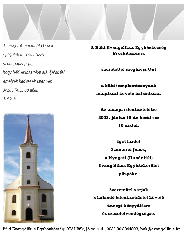 Hálaadó istentisztelet Bükön
