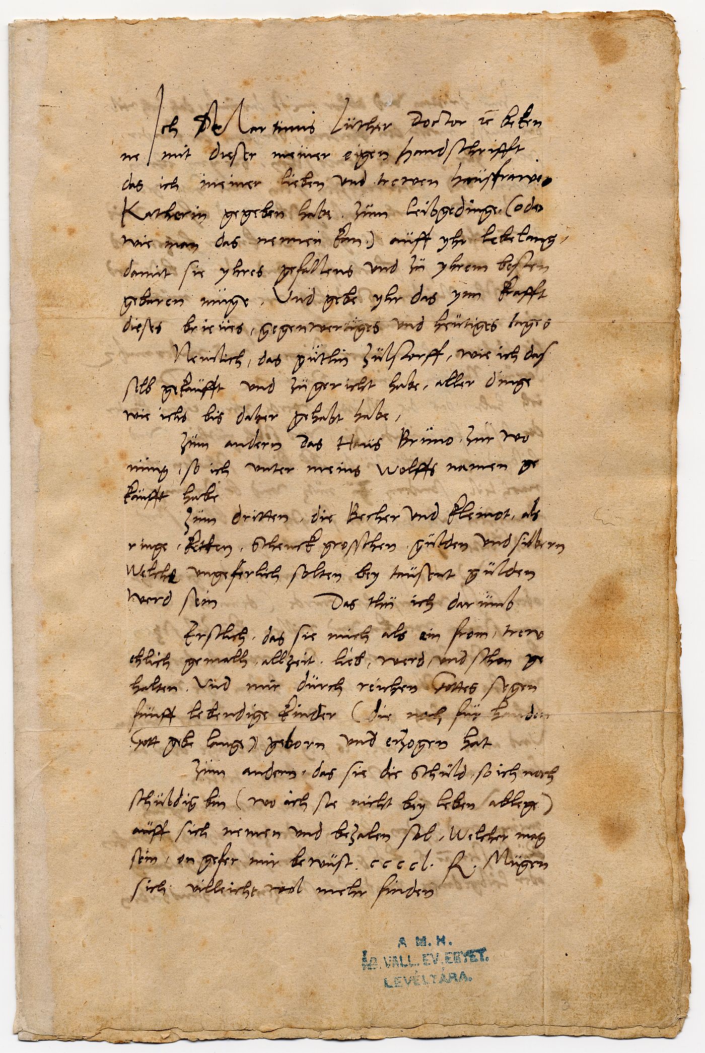 Luther Marton vegrendelete reszlet